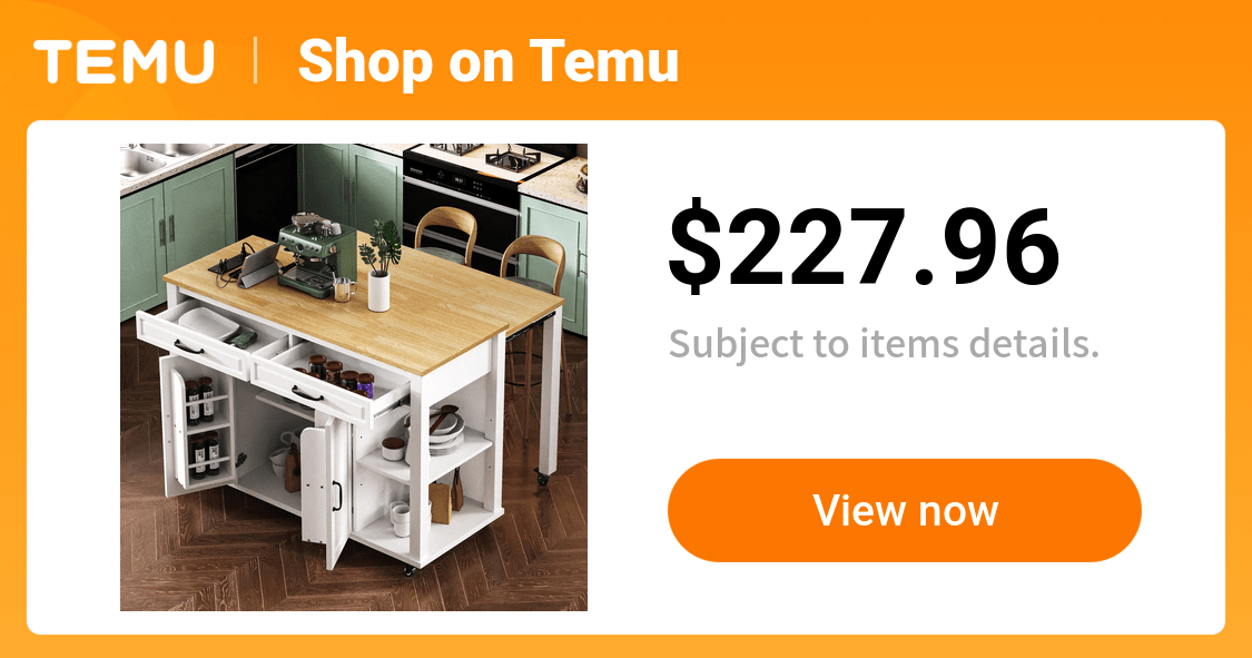 47 Inch Kitchen Island with Extendable Dining Table, Rubber Wood Veneer Kitchen Table with Internal Storage Rack, Power Outlet, Kitchen Island with St