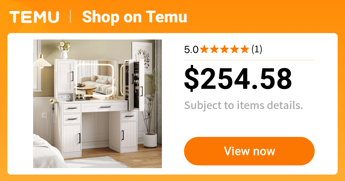 * Makeup Vanity with Lighted * &amp; Power Strip, Large Vanity Desk with Sliding Jewelry Storage Shelves, 4 Drawers, 3 Cabinets &amp; Hairdryer Rac