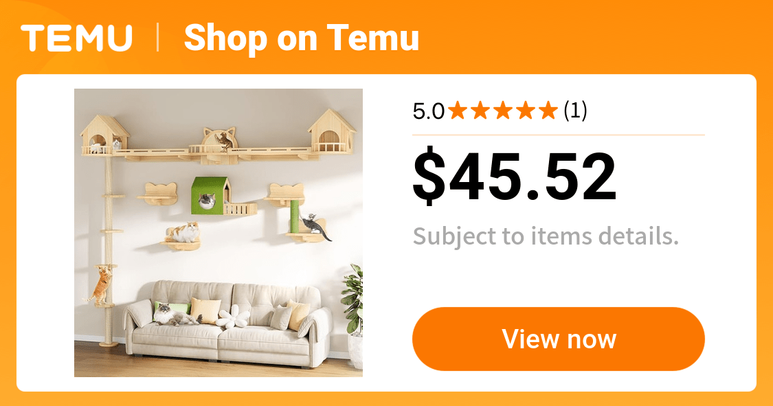 7/14 Set Solid Wood Wall-Mounted Cat Tree with Green House &amp; Fence, Multi-Level Cat Furniture with Scratching Posts, Stairs, Perches &amp; Shelves - Space