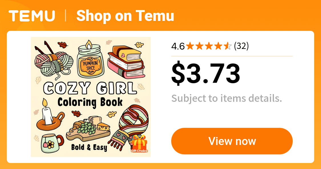 1 book cozy girl adult coloring   thick pages - Temu